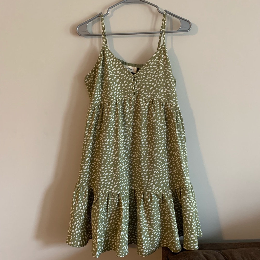 B. Original light olive green & white polka dot dress, never worn